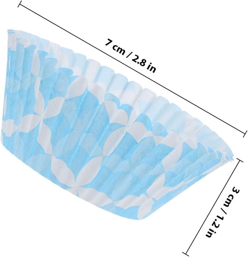 Blue Flower Heat Resistant Paper Muffin Baking Liners 100pcs Nonstick Cake Cups - Image 2